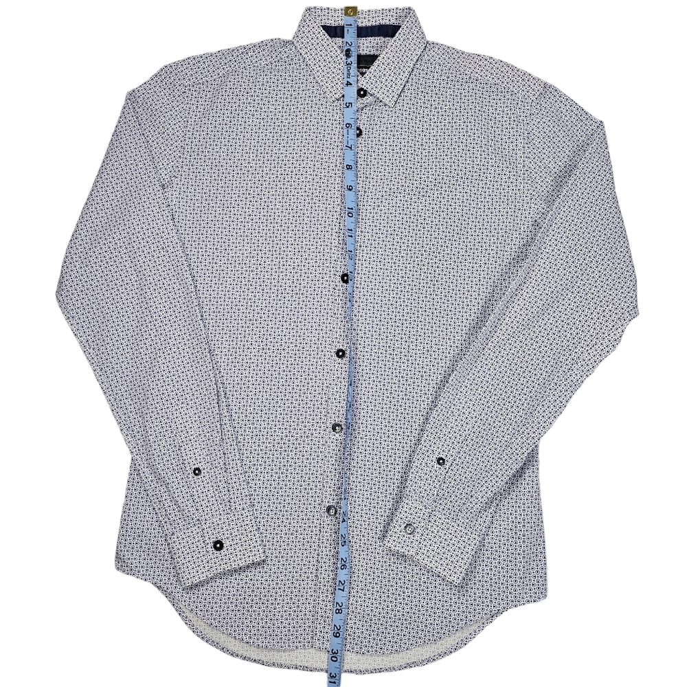 Zara Man Long Sleeve Slim Fit Button Down Shirt Blue White Men's Size Medium - Picture 10 of 15